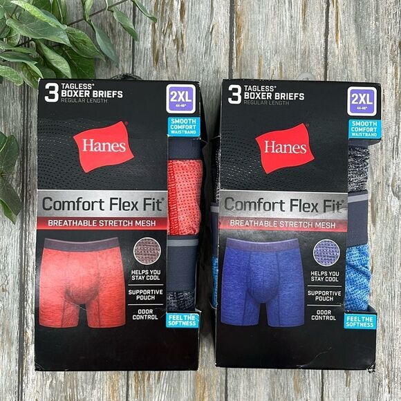 Hanes Comfort Flex Fit Breathable Stretch Mesh Boxer Brief 2, 3-Packs Size 2XL - Picture 1 of 10